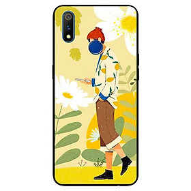 Ốp lưng in cho Realme 3 Mẫu Cô Gái Mèo Vàng