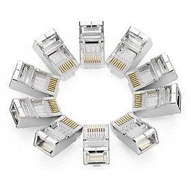 Ugreen UG50247NW111TK 50pcs Đầu bấm mạng RJ45 chuẩn Cat6 + Cat6e bọc inox chống nhiễu - HÀNG CHÍNH HÃNG