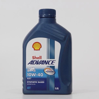 Nhớt xe số cao cấp, Shell Advance 4T AX7 10W40 Synthetic Based 0.8L, chuyên dùng xe máy số, xe côn tay, xe mô tô PKL