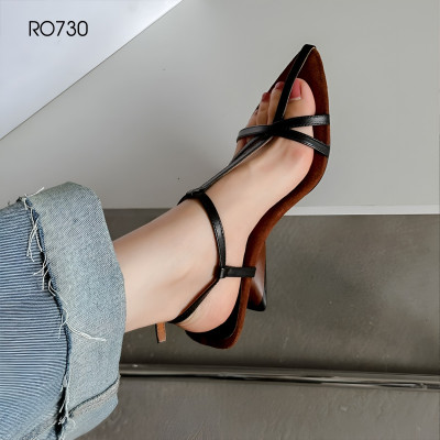 Sandal nữ gót cách điệu ROSATA RO730 - 6p - Đen, Trắng - BKSTORE
