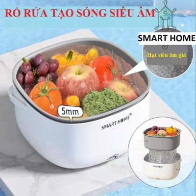 Máy Sục Siêu Âm SMART Rửa Thực Phẩm - Khử Khuẩn Rau Củ Quả , Loại Bỏ Vi Khuẩn, Chất Trừ Sâu 99%Thông Minh, ĐÈN TRANG TRÍ