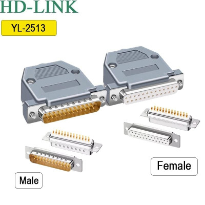 Đầu hàn Com LPT DB25 chân đồng vỏ ốp nhựa cứng HD-Link YL-2513. HÀNG CHÍNH HÃNG !!!
