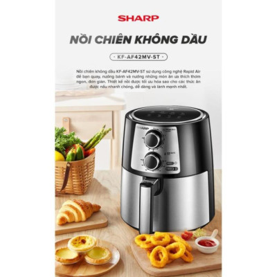 Nồi chiên không dầu Sharp KF-AF42MV-ST chống dính 4,2L Công suất 1250W -1450W - Hàng chính hãng