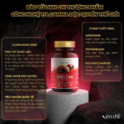 Viên uống sức khỏe YÊN CHI BÀO TỬ NẤM LINH CHI PHÁ VÁCH DAMODE lọ 60 viên