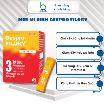 Men Vi Sinh Gespro Filory Bổ Sung Lợi Khuẩn, Hỗ Trợ Tiêu Hóa, Tăng Cường Sức Đề Kháng - 30 gói