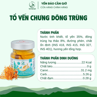 Yến Đảo - Yến Hũ Đông Trùng Hạ Thảo Hỗ Trợ Giải Nhiệt Bồi Bổ Sức Khỏe Hộp 6 Lọ 70ml