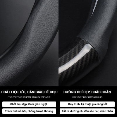 Bọc vô lăng carbon xe Hyundai I10, I20, I30, Accent, Santafe, Tucson, Kona, Getz, Avante, Elantra, Creta