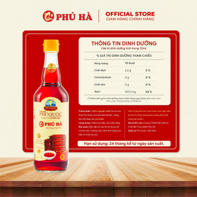 Nước mắm Phú Quốc Chỉ Dẫn Địa Lý Phú Hà 40 độ đạm - Hộp 6 chai 510ml