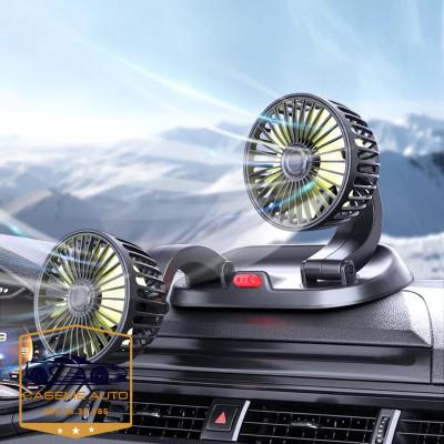 Quạt Đôi Ô Tô Xoay 360 Độ Gió Mạnh Kèm Bảng Số Điện Thoại Ô Tô, Quạt 12V - Hàng Nhập Khẩu