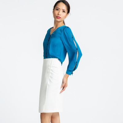 Chân Váy Ôm Công Sở Chân Váy Đắp Vạt Thời trang thiết kế Hity SKI029 (Trắng Kim Cương)