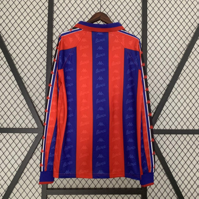 Áo Bóng Đá Retro Barcelona 1996 Dài Tay - Sân Nhà Bản Kỷ Niệm bản cao cấp vải Cotton Polyester