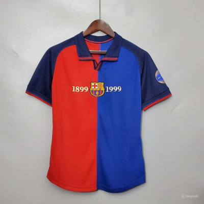 Áo Bóng Đá Retro Barcelona 1999 - Bản Kỷ Niệm bản cao cấp vải Cotton Polyester