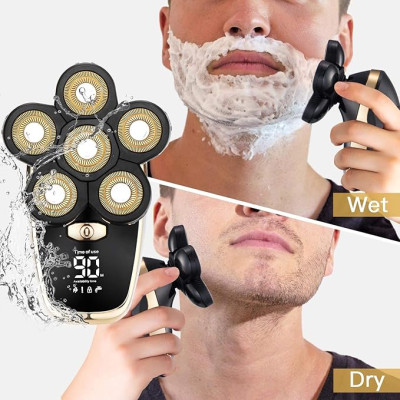 Máy cạo đầu trọc, cạo râu MG 5800 5 lưỡi, kèm 5 phụ kiện cắt tỉa, máy cạo sạch sát chân tóc