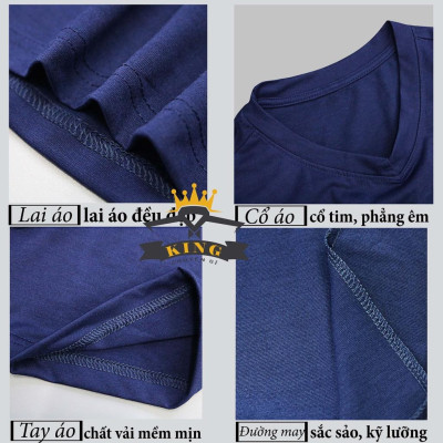 Áo thun nam cổ tim tay ngắn KING phông nam , cotton mịn , co giãn tốt , đơn giản , form rộng V02