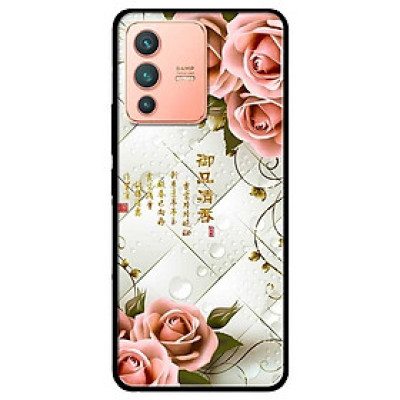 Ốp lưng dành cho Vivo V23 5G / S12 - Vivo Y15s / Y15A mẫu Hoa Hồng Nền Sọc Carô