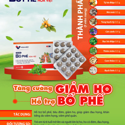 Viên ngậm bổ phế giúp giảm ho tiêu đờm bổ phổi giảm đau rát họng Hoa Việt 24 Viên