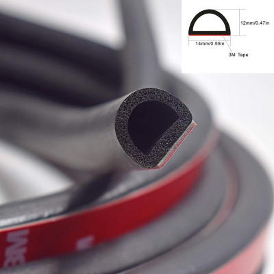 5 MÉT Gioăng cao su, ron cao su, gioăng chống ồn xe hơi chữ D (loại to KT 14x12mm) chống ồn, chống bụi