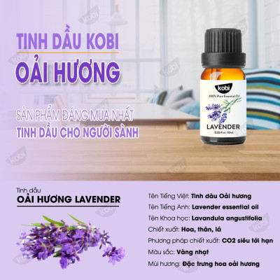 Combo Tinh Dầu Oải Hương Kobi (50ml) + Sả Chanh Kobi (50ml) Giúp Khử Mùi, Thơm Phòng, Đuổi Muỗi