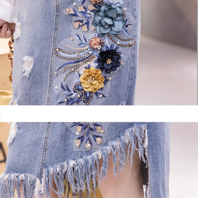 Chân váy jean thiết kế ngang gối 06 C001