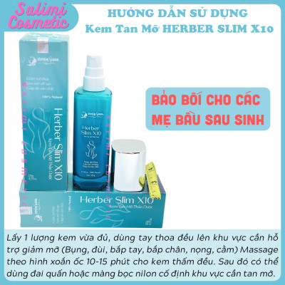 Kem Tan Mỡ Thảo Dược HERBER SLIM X10 120g, Hỗ Trợ Giảm Mỡ, Làm Mờ Vết Rạn, Làm Săn Chắc Da Vùng Bụng, Đùi, Bắp Tay, Bắp Chân, Cằm