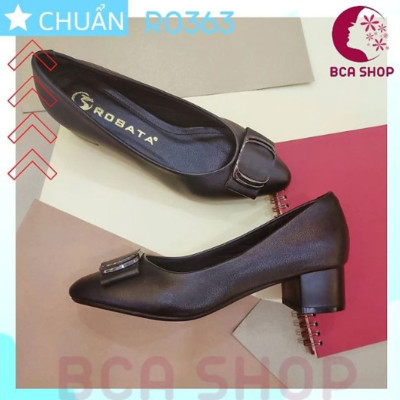 [CÔNG SỞ]  Giày cao gót nữ màu 4p RO363 ROSATA tại BCASHOP bít mũi, nhấn nơ kim loại vuông, kiểu dáng công sở thanh lịch