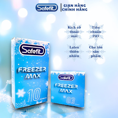Bao cao su Safefit Freezer Max siêu mỏng bạc hà mát lạnh size nhỏ 49mm hộp 3 chiếc, 10 chiếc