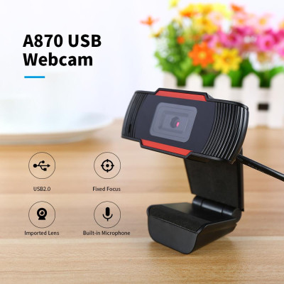 Webcam HXSJ A870 USB 480P tiêu cự cố định tích hợp Micrô hấp thụ âm thanh cho Máy tính để bàn Máy tính xách tay 