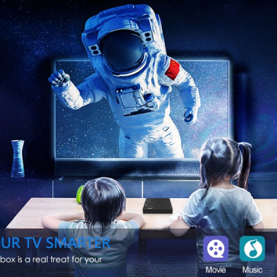 Android tivi box t95 max Ram 4G Rom 32G điều khiển cử chỉ tay người dùng và giọng nói tiếng Việt bluetooth wifi 2 băng tần cài sẵn phim, truyền hình cáp miễn phí vĩnh viễn - Hàng Nhập Khẩu