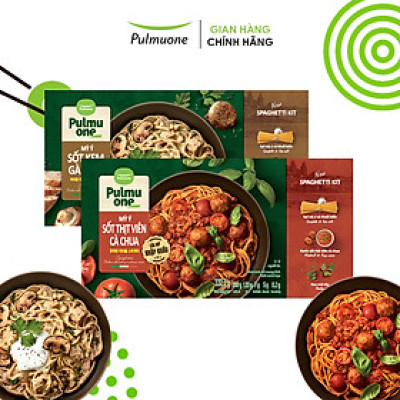 Combo 2 loại Mỳ Ý của Pulmuone (Mỳ ý sốt kem gà nấm và Mỳ Ý sốt thịt viên cà chua)