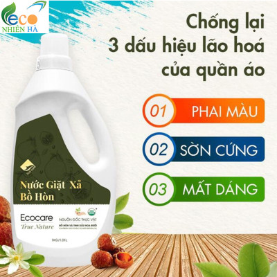 Nước giặt xả ECOCARE 2L, 4L tinh dầu bưởi, hoa nhài, nước giặt hữu cơ an toàn cho bé sơ sinh