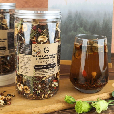 [Vị Khổ Qua Rừng] - Trà Gạo Lứt Đậu Đen GUfoods Hũ 500g - Hỗ Trợ Giấc Ngủ, Cải Thiện Tinh Thần, Tốt Cho Sức Khoẻ