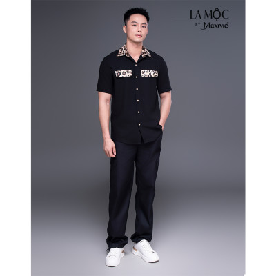 Quần nam kaki đen túi hộp rút ống 