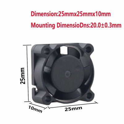 Gdstime 10 Pieces Dual Ball 25mm 2.5cm 25x25x10mm 24V DC Small Heatsinks Cooling Cooler Fan 25x25mm 2510