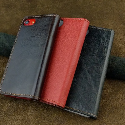 Bao Da Gập Điện Thoại cho Iphone 7 / 8 Handmade Da Bò Thật