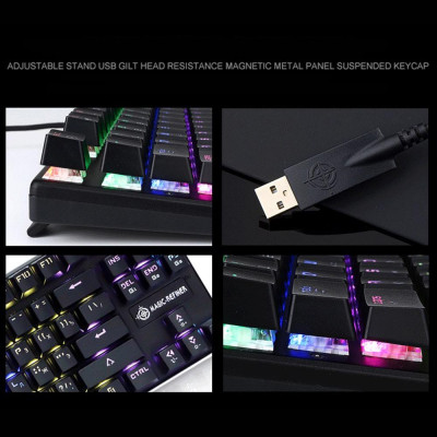 Bàn phím chơi game cơ học có dây USB Kết hợp Ánh sáng Xanh Công tắc 87 Phím cho Văn phòng game thủ Thể thao điện tử Magic-Refiner 1506