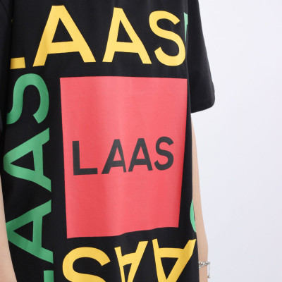 LAAS Áo thun LAAS color đen free in chữ