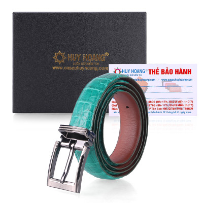 Thắt lưng nữ da cá sấu Huy Hoàng màu xanh lá HC5218