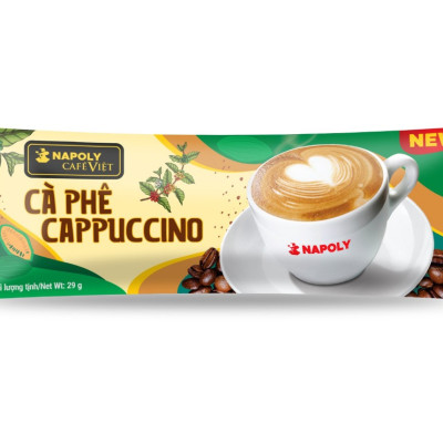 Cà phê hoà tan Cappuccino bổ sung Socola béo ngậy Napoli Coffee hộp nhỏ (5gói x 29g)