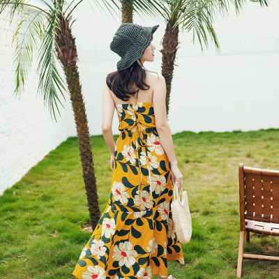 Đầm maxi 2 dây xinh xắn, lưng dây đan sexy quyến rũ, dáng dài ngang bắp chân, phom đẹp dễ mặc, váy đi biển, du lịch | MX036