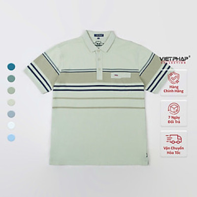 Áo Polo Nam VIỆT PHÁP Form Luxury -  Thun Cây Dù Sọc Túi, lịch lãm, sang trọng 22814