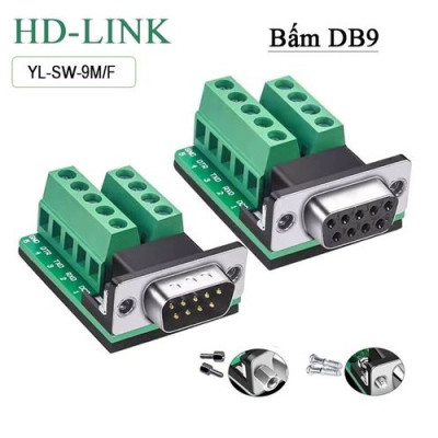 Đầu giắc kết nối đầu cuối Terminal Block COM DB9 RS232 RS422 RS485 đực - cái HD-Link YL-SW-9M/F. HÀNG CHÍNH HÃNG !!! 