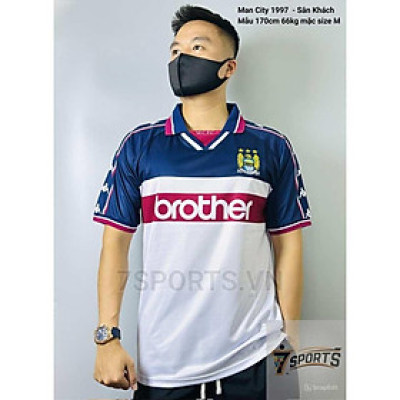 Áo Bóng Đá Retro Manchester City 1997 - Sân Khách bản cao cấp vải Cotton Polyester