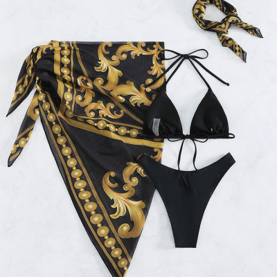 Bikini Đi Biển 3 Mảnh Có Khăn Quấn Siêu Quyến Rũ Cho Nữ