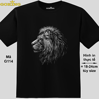 Sư tử, mã G114. Áo thun nghệ thuật cho nam nữ, cặp đôi, gia đình, lớp nhóm, đồng phục công ty. Áo phông Goking hàng hiệu in hình chữ đẹp