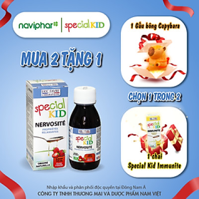 Siro Special Kid Nervosité - Hỗ trợ an thần, thư giãn thần kinh, giảm kích thích não bộ, giúp ngủ ngon, cải thiện chức năng não bộ sự tập trung phản xạ, trí nhớ - 125ml