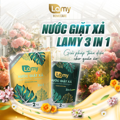 [MUA 1 TẶNG 1] Nước Giặt Xả Lamy EcoWipes Túi 2KG Hương Nước Hoa Thơm Lâu Sạch Nhanh Làm Mềm Vải 3IN1 (2 TÚI)