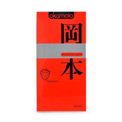 Bao Cao Su Siêu Mỏng, Hương Dâu Okamoto Skinless Skin Strawberry Hộp 10 Chiếc