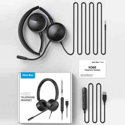 Tai nghe điện thoại Bee H360  có dây 3.5mm / USB  có micrô trên tai