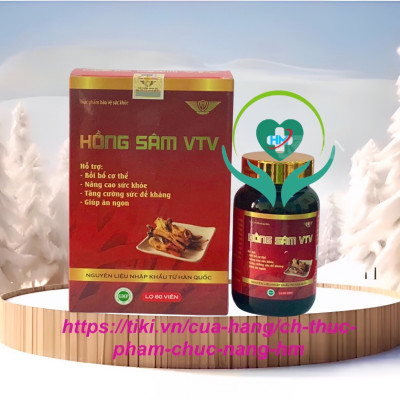 Viên uống Hồng sâm VTV Vinh Thịnh Vượng VV, hộp 60v, bồi bổ khí huyết, tăng cường sức đề kháng