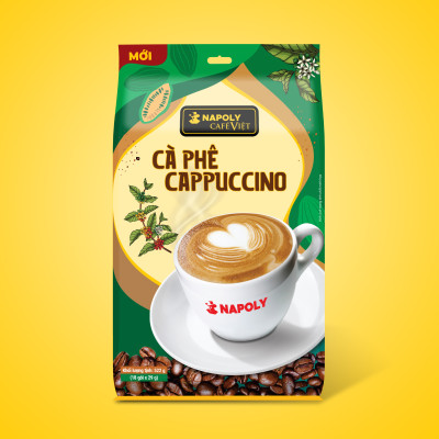 Cà Phê CAPPUCCINO Napoly Coffee Arabica/Robusta Hòa Tan Giữ Hương Vị Cà Phê, Đậm Đà, Thơm Béo Của Sữa